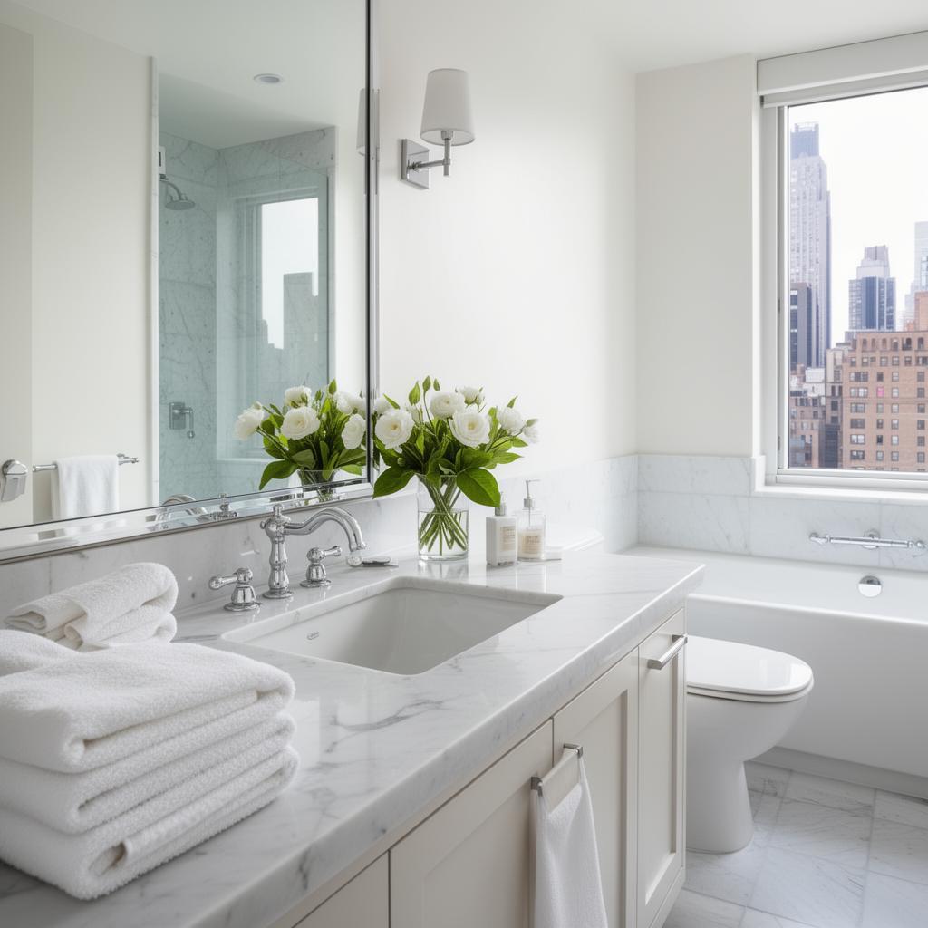 Spotless luxury bathroom in Manhattan apartment